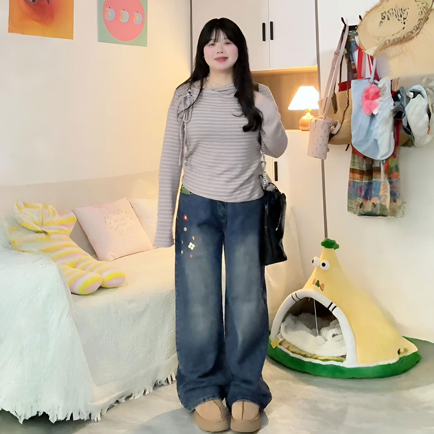 300斤大码女装学院风减龄蓝色牛仔裤女新款胖mm宽松显瘦阔腿裤子,女装/女士精品,大码裤装,淘宝优惠券,粉丝福利购,淘宝优惠卷