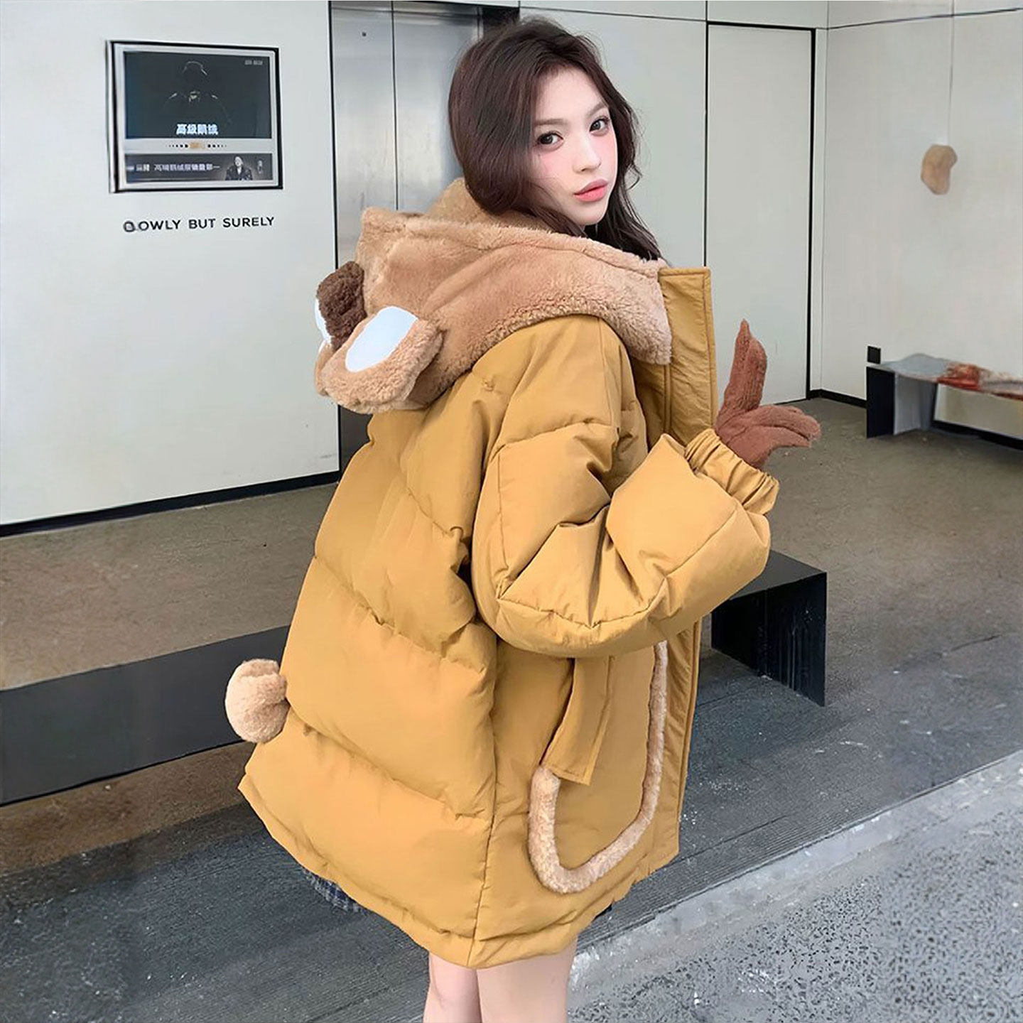 特大码女装设计感减龄毛绒耳朵连帽棉服女胖mm学院风加厚保暖外套,女装/女士精品,大码棉服,淘宝优惠券,粉丝福利购,淘宝优惠卷