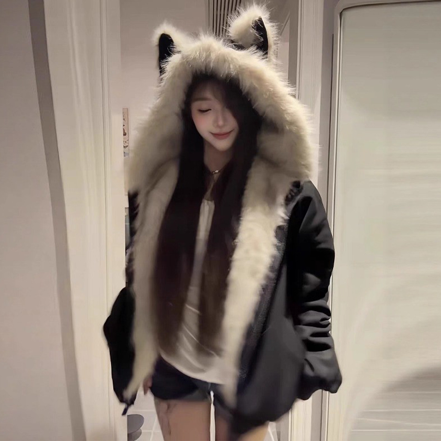 特大码胖mm小猫耳朵座山雕外套女甜酷风加绒加厚显瘦连帽棉服上衣,女装/女士精品,大码棉服,淘宝优惠券,粉丝福利购,淘宝优惠卷