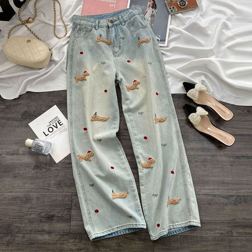 学院风百搭休闲牛仔裤女大码胖mm