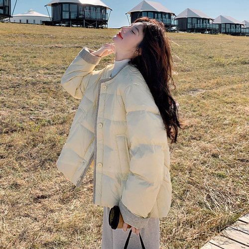 胖mm温柔甜美风设计感棉服外套女