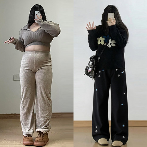 胖mm大码学院风时尚休闲牛仔裤女