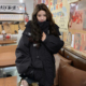 胖mm特大码 黑色工装 风加厚羽绒棉服女韩系学院风保暖显瘦连帽外套