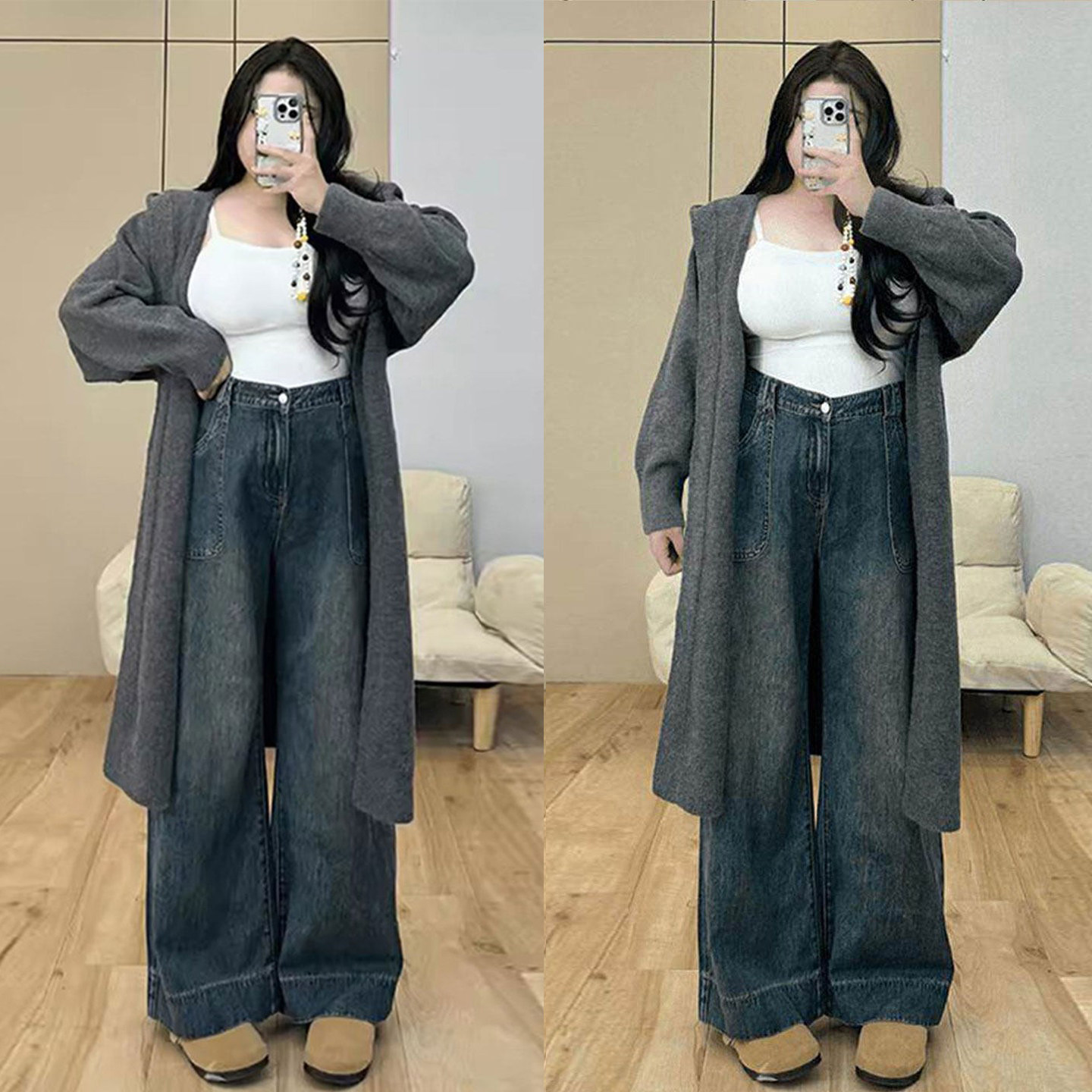 大码女装胖mm韩系慵懒风蓝色牛仔裤女小个子高腰显瘦宽松微喇裤子,女装/女士精品,大码裤装,淘宝优惠券,粉丝福利购,淘宝优惠卷