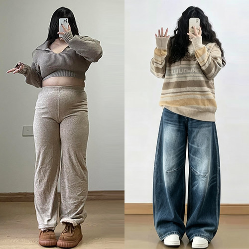 大码胖mm设计感潮流百搭阔腿裤女