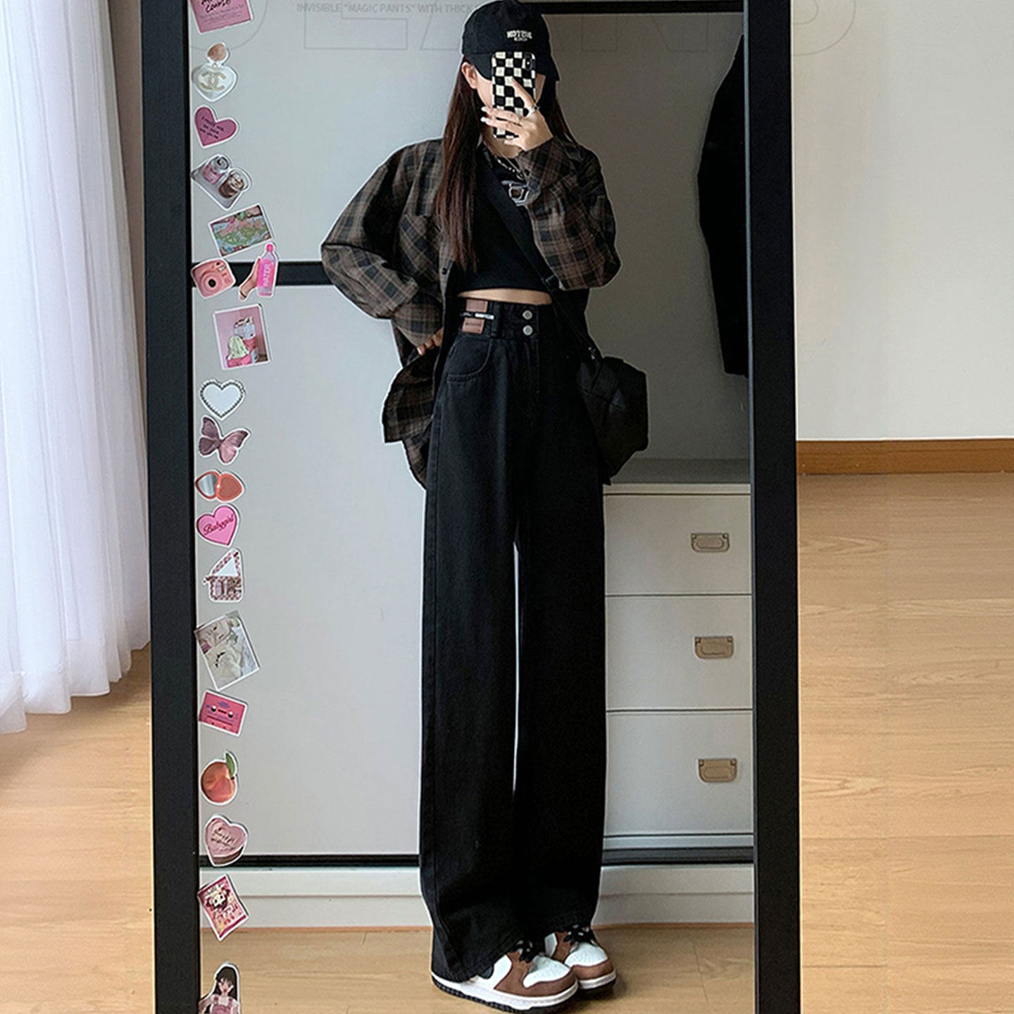 特大码女装黑色窄版直筒牛仔裤女胖mm裤子梨型身材粗腿宽胯阔腿裤,女装/女士精品,大码裤装,淘宝优惠券,粉丝福利购,淘宝优惠卷