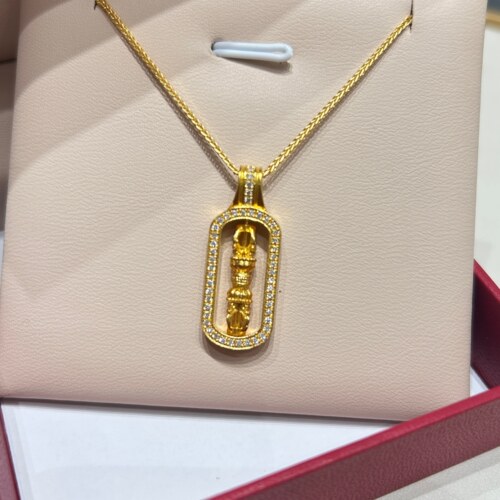 TSL谢瑞麟代购 足金999点钻金刚杵黄金钻石吊坠挂坠 专柜正品