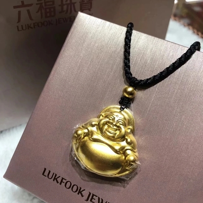 六福珠宝福满传家弥勒佛黄金吊坠