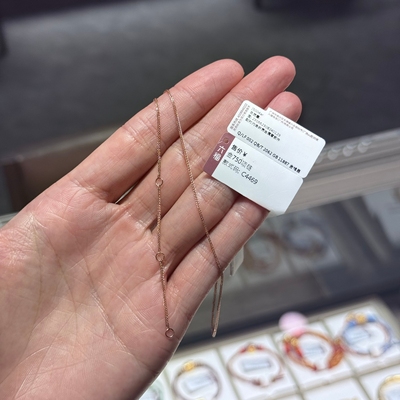 六福珠宝代购 18K玫瑰金女款配链素链弹簧扣项链 新款专柜正品