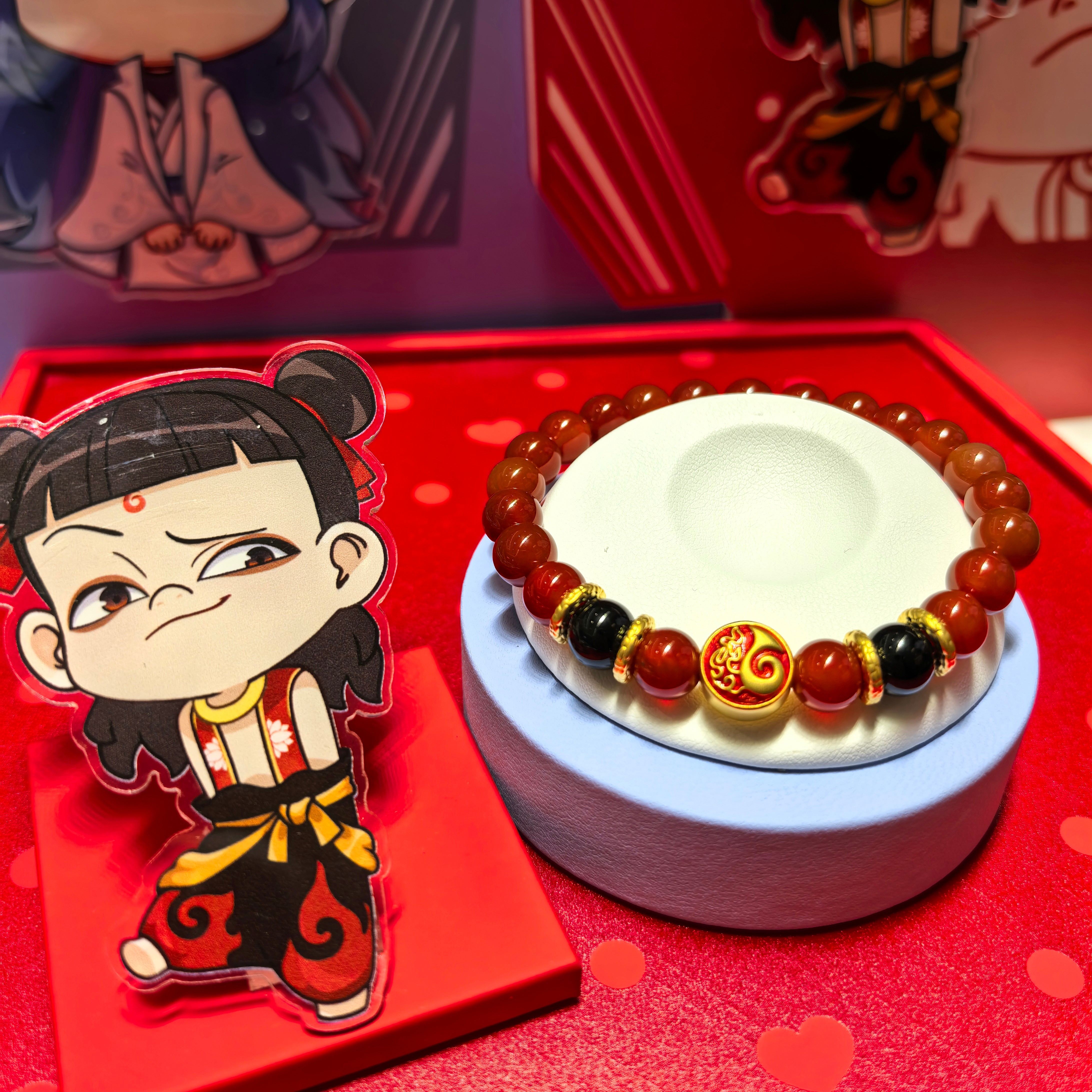 六福珠宝代购 哪吒足金魔丸印记黄金玉髓手链手串 新款专柜正品