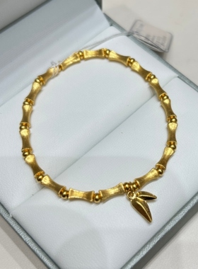 TSL谢瑞麟代购足金999丝绒拉丝竹节黄金手链手串竹报平安节节高升