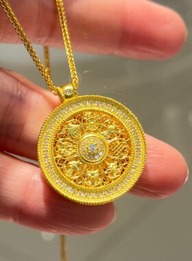 六福珠宝八宝罗盘黄金钻石项链