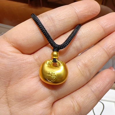 六福珠宝福袋小胖福足金黄金吊坠