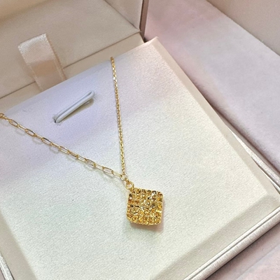 六福珠宝代购 Goldstyle足金999小方糖花丝黄金项链 新款专柜正品