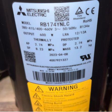 R134a空调压缩机RB173NPF适用三菱制冷压缩机RB173YFY