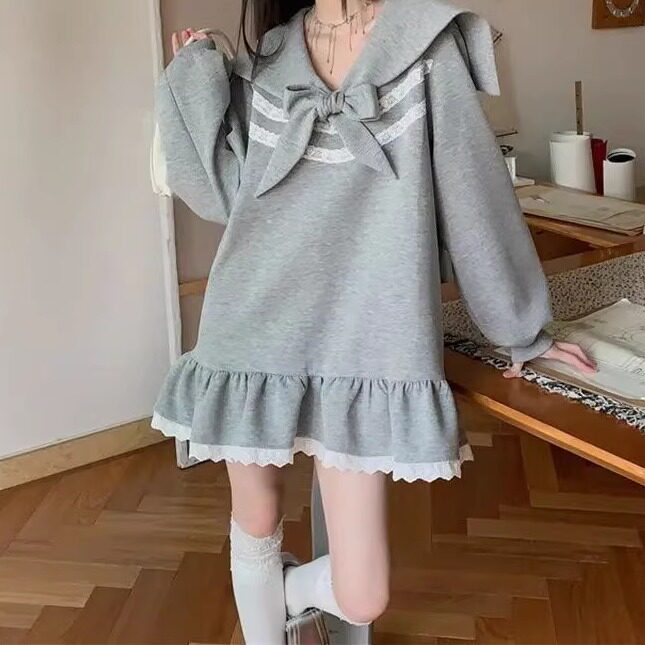Fashion tied long sleeved hoodie dress时尚绑带长袖卫衣连衣裙