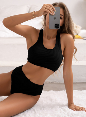 Fashion sexy backless split swimsuit woman性感露背分体泳衣女