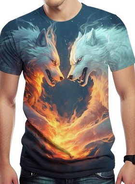 Loose and stylish 3D digital printedT-shirt宽松3d数码印花T恤