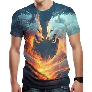 Loose and stylish 3D digital printedT-shirt宽松3d数码印花T恤