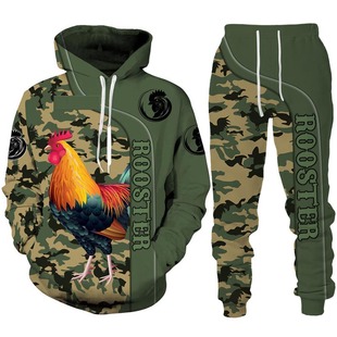 Digital printed hoodie set for men休闲数码印花连帽卫衣套装男