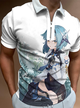 Casual 3D printed lapel short sleeves 休闲3D印花翻领短袖男士