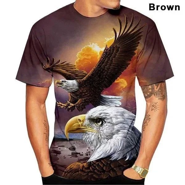 Slimming 3D Eagle Pattern Printed T-shirt修身3d鹰图案印花T恤
