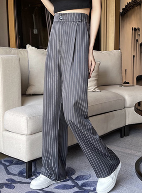 Fashion striped suit straight leg pants 时尚条纹西装直筒裤女