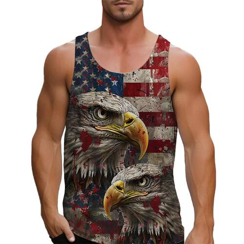 3D printed sleeveless T-shirt for men宽松3d印花无袖休闲T恤男