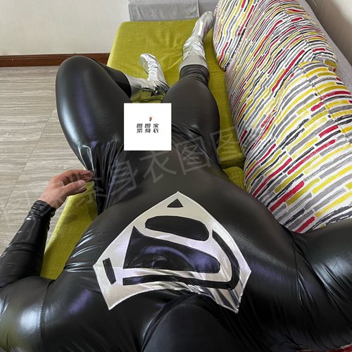 超人紧身衣黑白涂胶款cos紧身衣cosplay连体衣角色扮演超级英雄