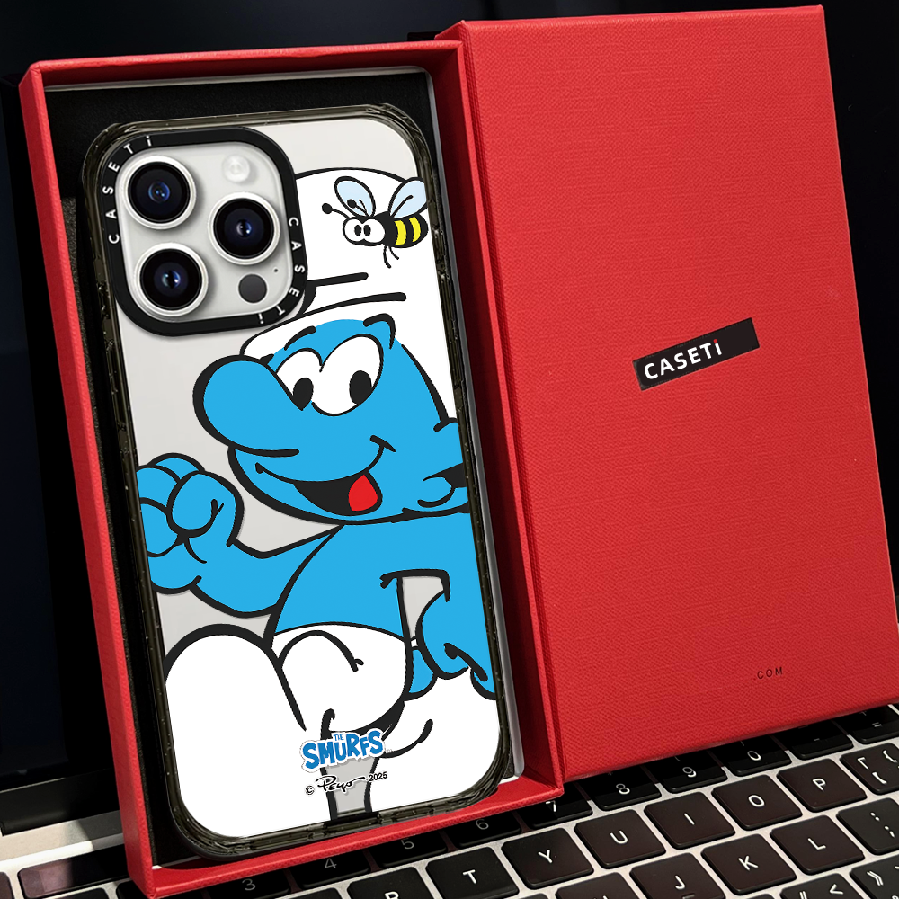 CASET联名蓝精灵Smurfs适用苹果16promax手机壳iphone15pro镜面MagSafe磁吸14plus日韩13pro卡通12可爱亚克力
