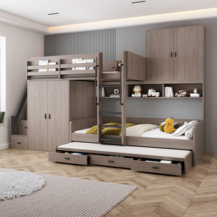 儿童上下床交错式小户型双层床成人上下铺高低床省空间错位子母床