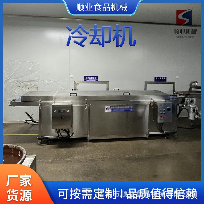 巧克力能量棒裹巧克力浆设备全自动淋巧克力的机器带冷却线商家