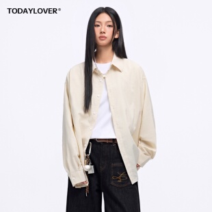 TODAYLOVER美式泡泡纱纹理衬衫女款春季潮牌简约宽松休闲长袖上衣