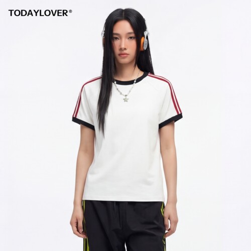 TODAYLOVER索罗娜条纹短袖T恤女