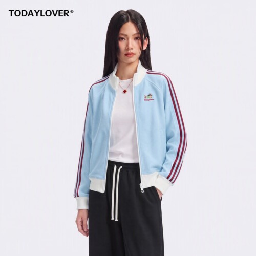 TODAYLOVER华夫格三条杠立领夹克