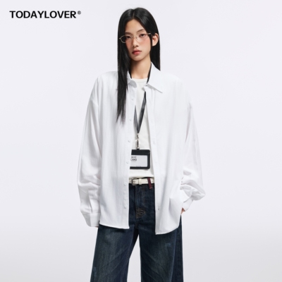 TODAYLOVER白色简约翻领衬衫女