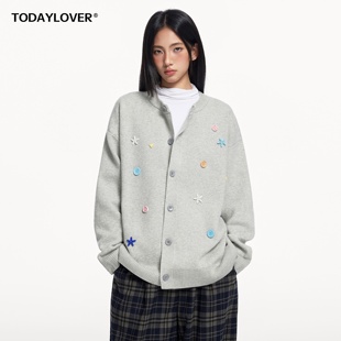 TODAYLOVER海星纽扣开衫毛衣女冬季美式cleanfit休闲保暖针织衫潮
