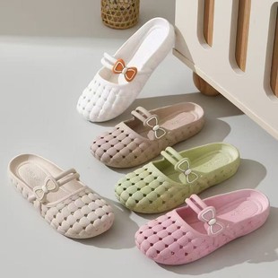 夏季 洞洞镂空女鞋 新款 女款 舒适外穿轻便妈妈 白色凉鞋 平底沙滩鞋