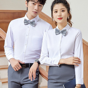 厂家直销简约修身衬衣餐饮西餐厅火锅饭店服务员工作优惠女装