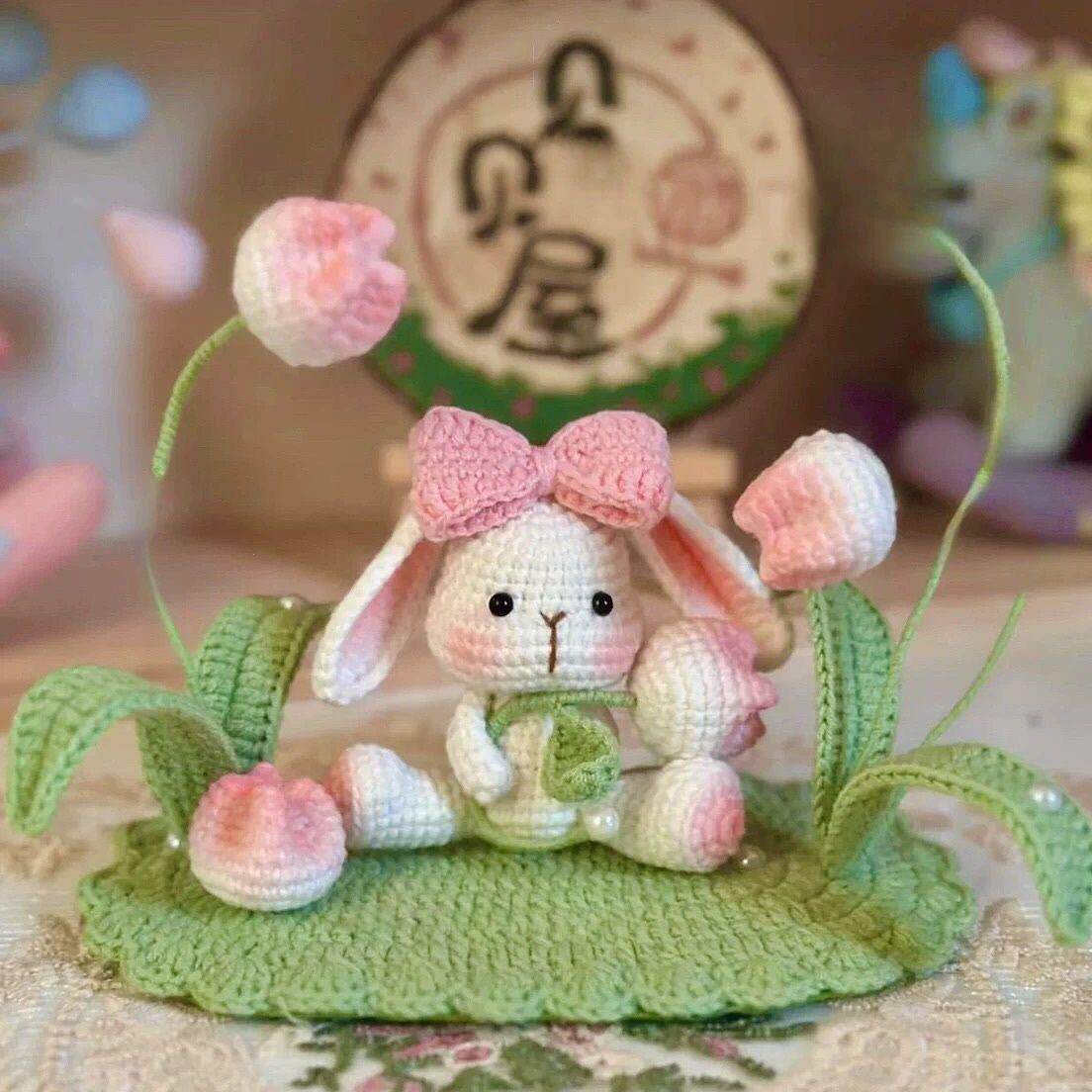 DIY手工编织郁金香小兔子