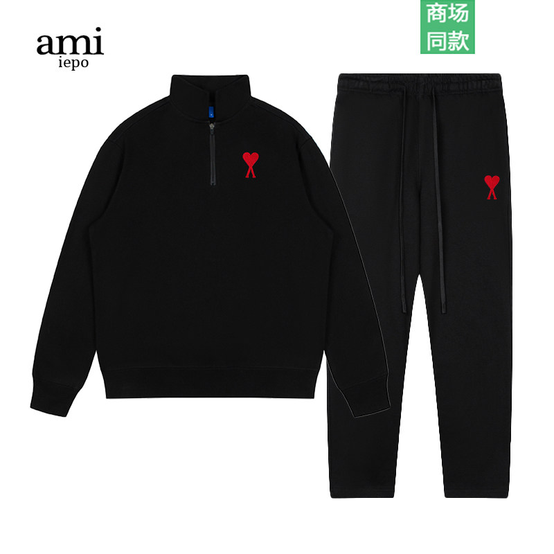 Ami iepo官方半拉链卫衣运动套装男女新款宽松休闲卫裤百搭两件套,男装,休闲运动套装,淘宝优惠券,粉丝福利购,淘宝优惠卷