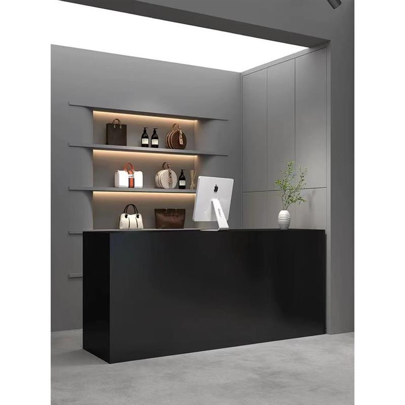 服装店收银台店铺小型柜台黑色极简美甲店吧台简约现代美容院前台