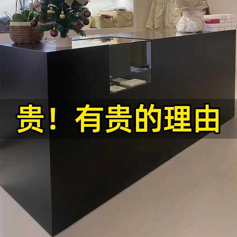黑色烤漆网红潮店收银台带玻璃展示柜7字形女装服装店铺小型吧台