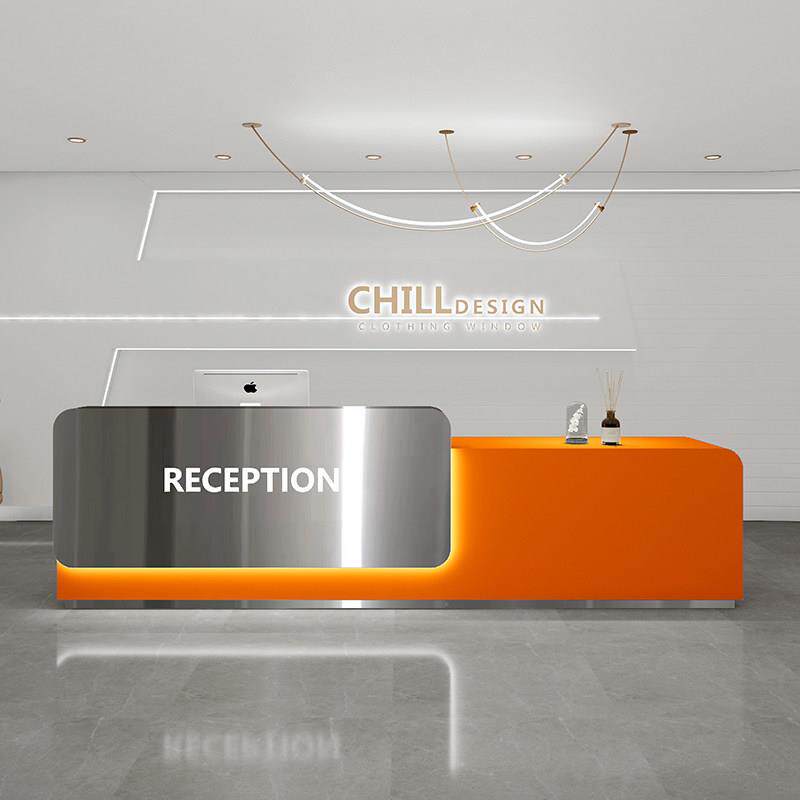 简单现代不锈钢服装店收银美容沙龙接待台美发沙龙酒吧公司前台定