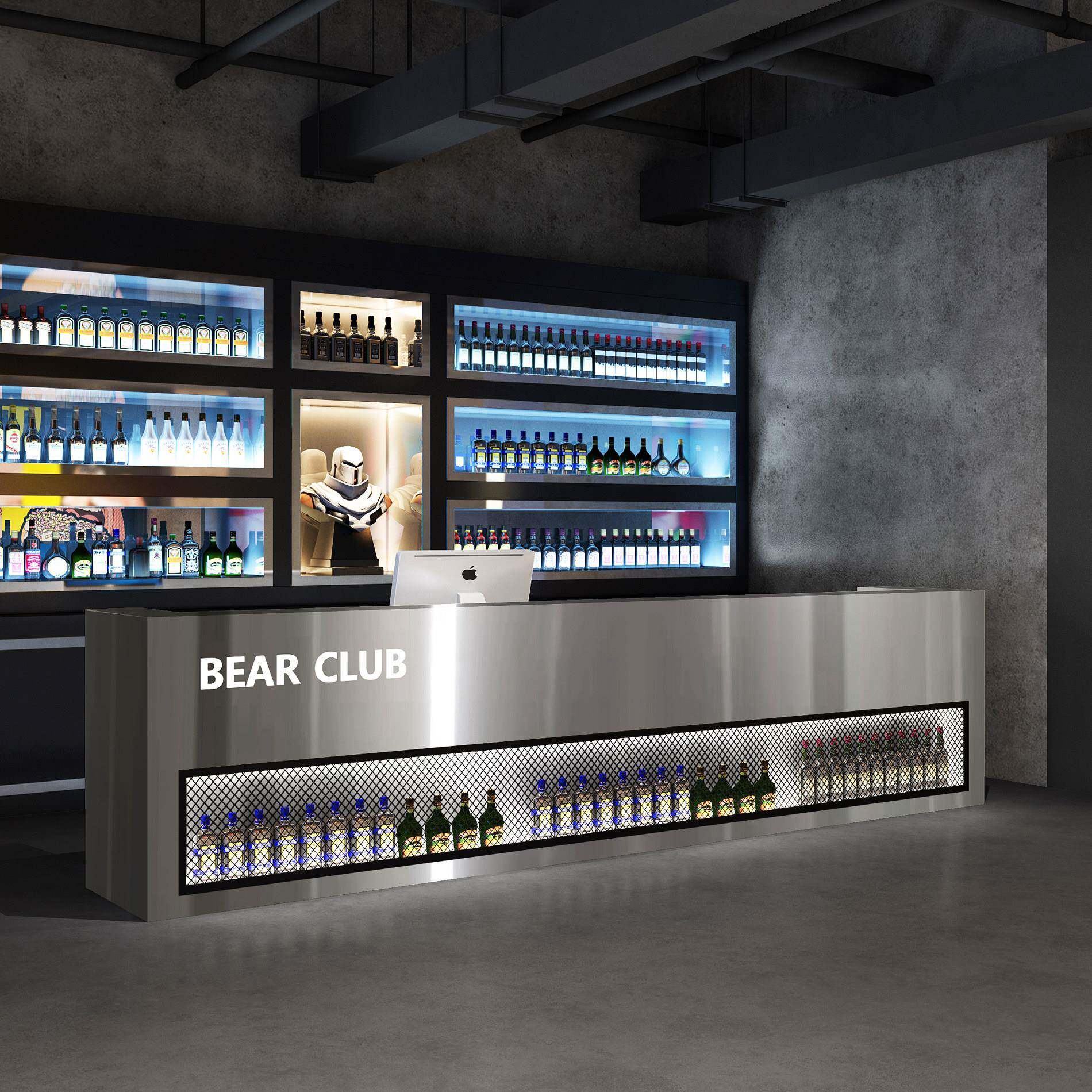 工业风不锈钢酒吧吧台餐饮店烧烤店收银柜台柜台台球厅前台桌接待