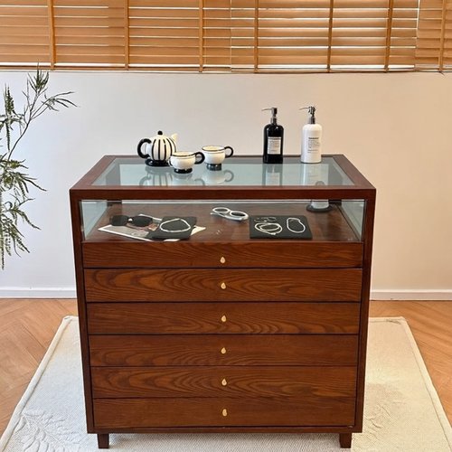 饰品柜珠宝网红陈列柜展示柜精品柜简约斗柜轻奢流水台玻璃中岛柜