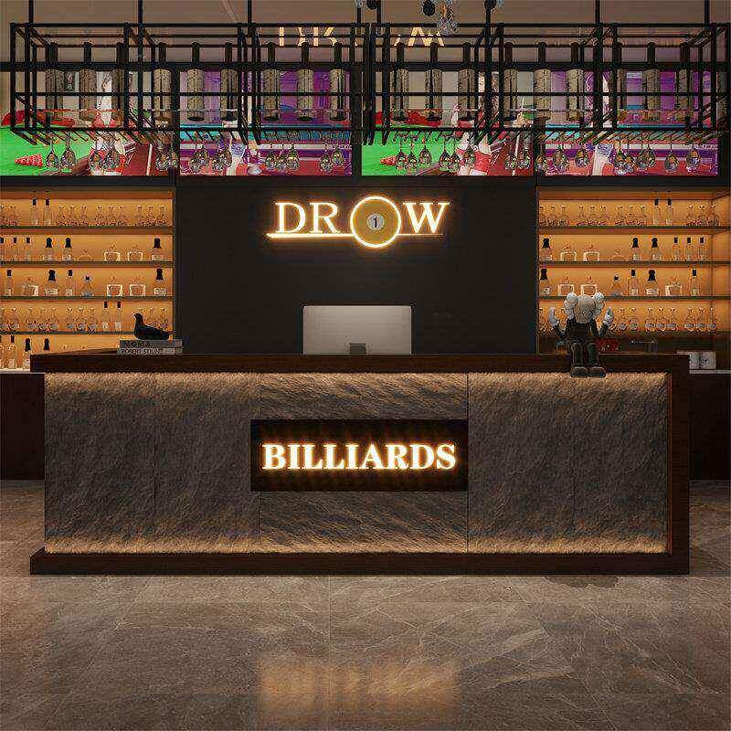 覆古工业风台球厅吧台收银柜台健身房棋牌室酒店民宿公司前台接待