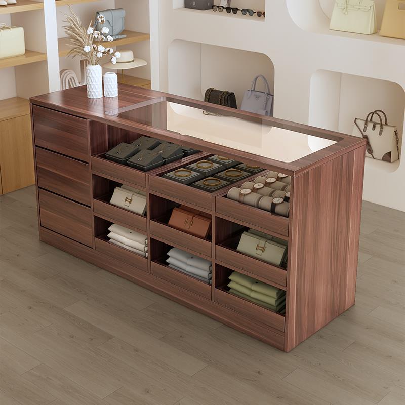 服装店中岛柜收银台柜台带玻璃摆件饰品陈列柜流水台展示台吧台桌