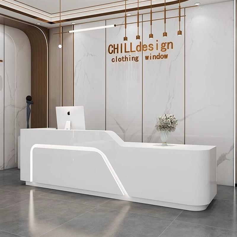 简约公司前台接待台烤漆美容院吧台收银台美发店医美酒店口腔诊所