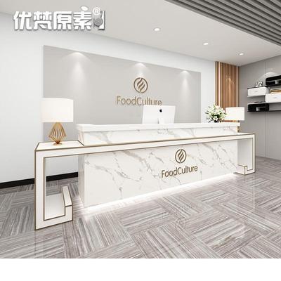 创意轻奢吧台饭店酒店美容店售楼部简约现代前台接待台柜台收银台